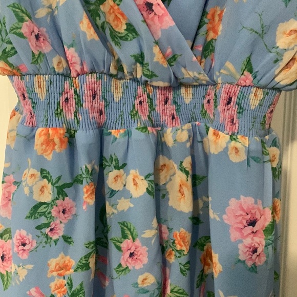 Flying Tomato Light Blue Ruffle Floral Romper US Size Small - Picture 5 of 8